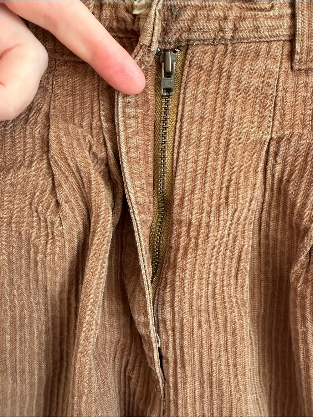 Vintage 80s Together High Waist Pleated Cuffed Brown Striped Cotton Trousers 4 - Picture 3 of 14